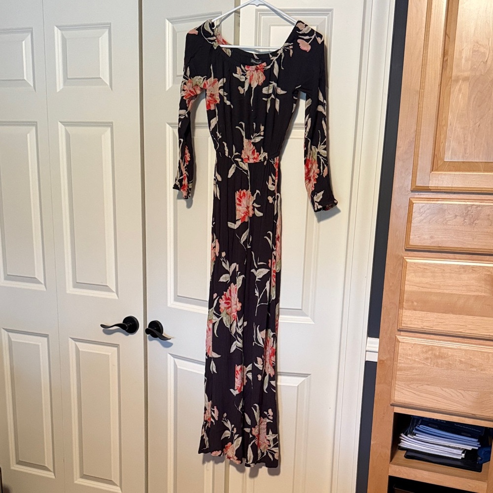 Floral Gray Maxi Dress